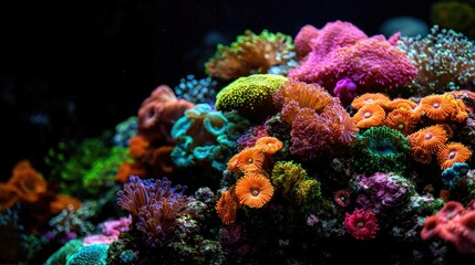 Fototapeta premium Vibrant coral reef closeup high resolution stock photo colorful underwater nature scene