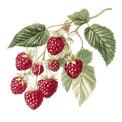 Ripe raspberry isolated on white background