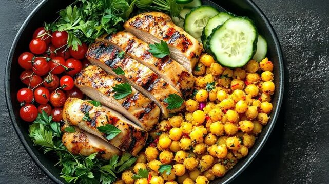 Delicious Grilled Chicken and Chickpea Bowl Recipe