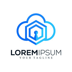 Abstract lock cloud logo design