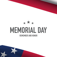 Memorial Day Celebration Design with American Flag Illustration.