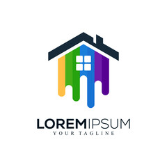 Abstract house paintbrush logo design