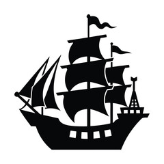 Pirate ship icon of silhouette vector illustration