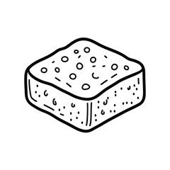 Cartoon Square Sponge With Holes On Transparent Background Doodle