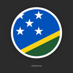 Solomon Islands circle flag icon with shadow on dark background. Solomon Islands button icon with white border isolated dark grey background	