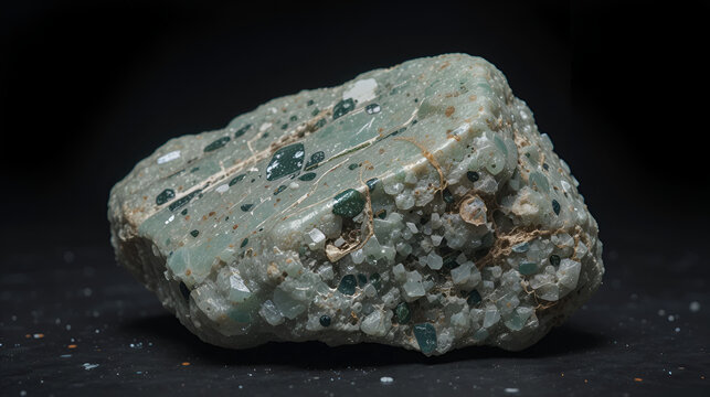 rough Edenite stone on dark background