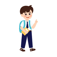 Classroom School Activity 2 Boy with Backpack and Book 