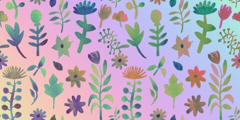 Delicate Floral Pattern on a Pastel Gradient Background