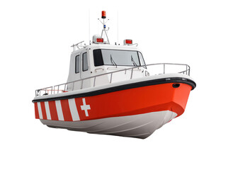 Rescue action by lifeboat coastal area cutout background maritime environment aerial view safety concept