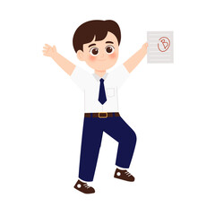 Classroom School Activity 2 Boy Celebrating a Good Grade
