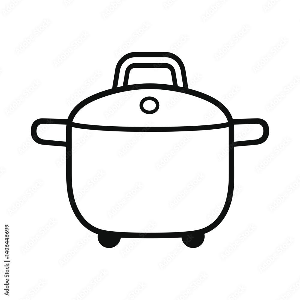 Poster cookware icon design with a lid and handles on transparent background