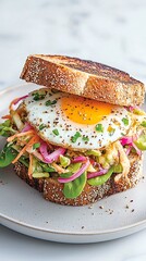 Egg Sandwich on Plate