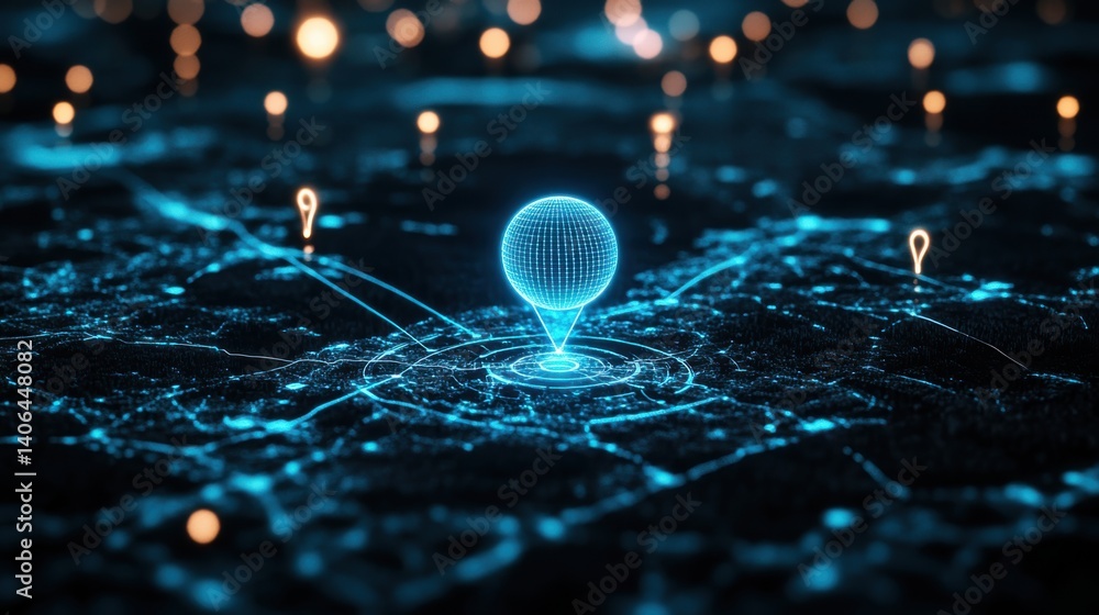 Poster global network, digital map, cyber location, data visualization, geographic information system