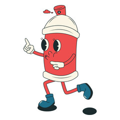 Obraz premium Spray Paint Cans Character with Vintage Cartoon Design Style. Vector Illustration