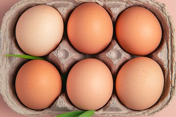 Eggs in Carton, Pastel Background