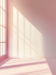 Obraz premium Pink Room Interior with Sunlight Streaming Through Window