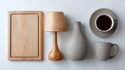 Elegant table setting with decorative lamp and vase, a still life composition