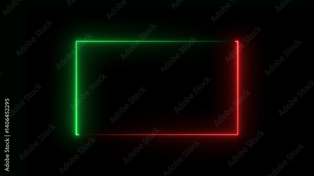 Poster animation of glowing neon rectangles abstract background. abstract glowing blue neon rectangle borde