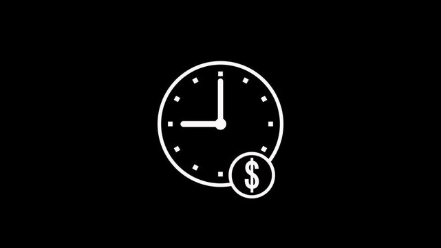 Time management icon. productive time icon. clock with dollar icon. Productive time icon, 4k video.