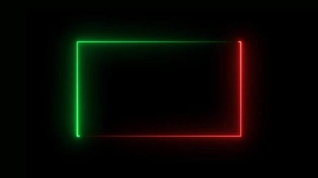 Animation of glowing neon rectangles abstract background. abstract glowing blue neon rectangle border frame. Abstract neon light rectangle frame and seamless loop pattern animation.