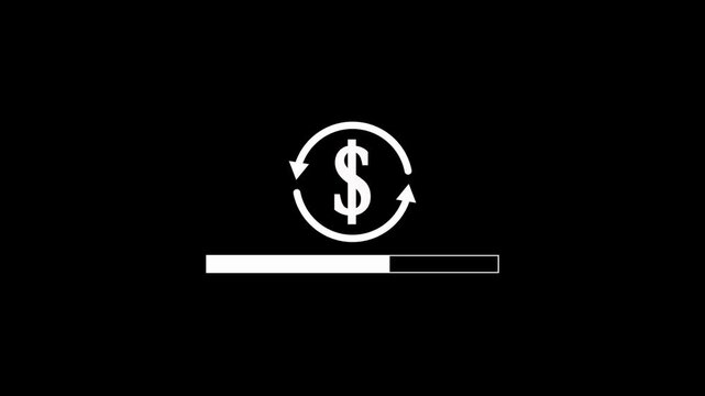 Update system icon and business growth concept with royal blue background. Dollar and circular Arrow with loading bar.