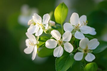 Fototapeta premium Delicate white blossoms in spring sunlight