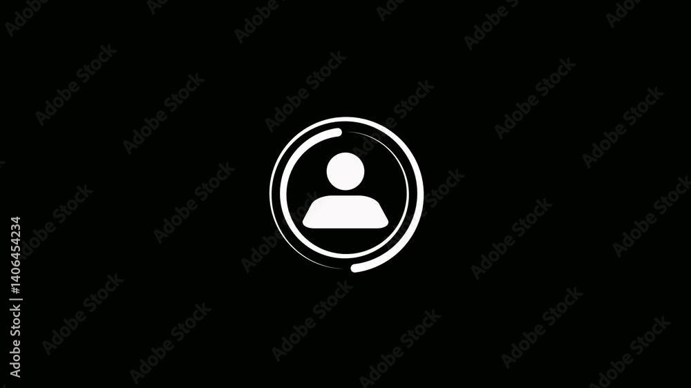 Poster user icon animation with black background. neon-glow user or profile or avatar icon animation. glow 