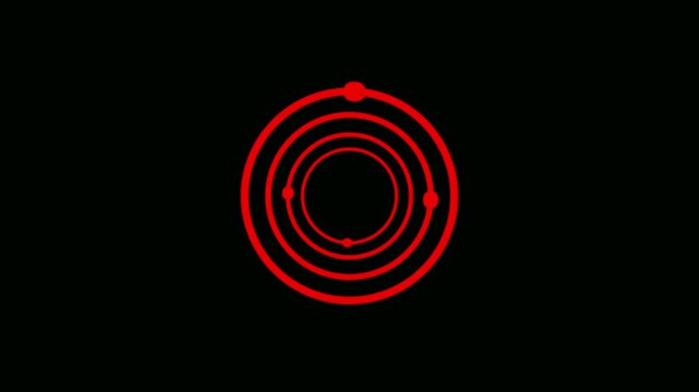 Rotate circle icon, 4k nvideo.neon glowing circle frame background. repetitive motion animation. isolated on black.