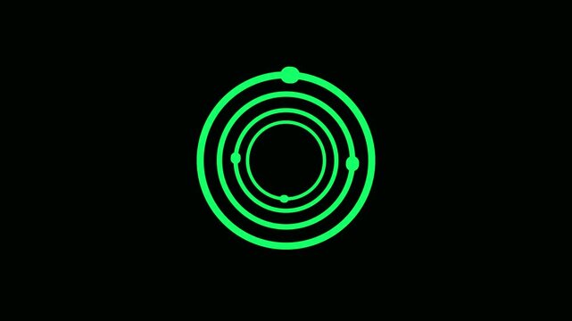 Rotate circle icon, 4k nvideo.neon glowing circle frame background. repetitive motion animation. isolated on black.