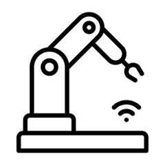 autonomous robot outline icon. robotic arm black line illustration.