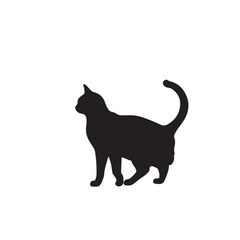 Cat silhouette icon vector flat design on white background.