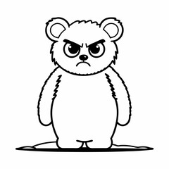 Obraz premium Grumpy Bear Cartoon Illustration Cute Angry Animal Design, children's book illustration style