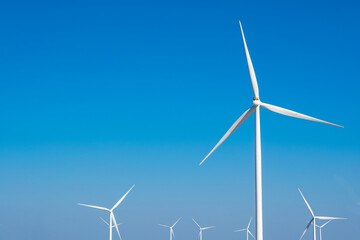Wind farm on the mountain on blue sky day wind energy concept alternative energy Renewable energy	
