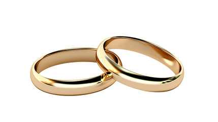 Close up of two interlocking gold wedding bands 