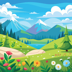 Fototapeta premium summer landscape with mountains