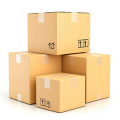 Fototapeta premium Stacked Moving Boxes for Shipping and Storage in Bright Lighting