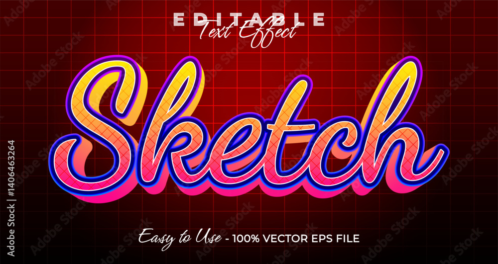 Poster sketch 3d logo template editable text effect style