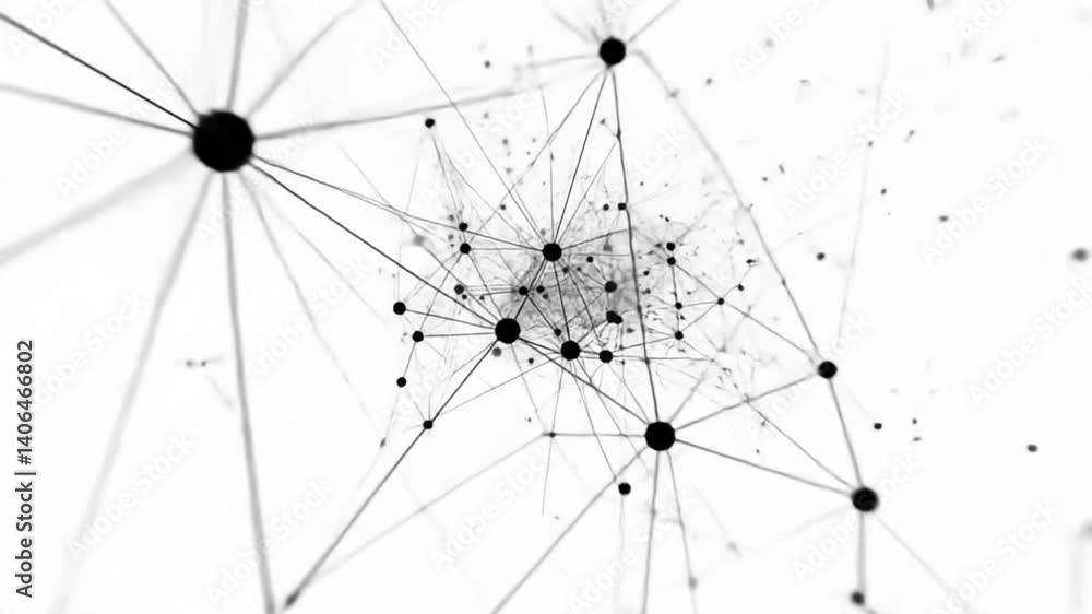 Poster fast aerial hyperlapse animation of a dynamic plexus structure generative ai