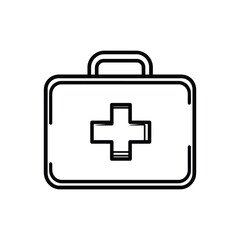 Obraz premium First Aid Kit Outline with Plus Symbol in Black and White with Transparent Background