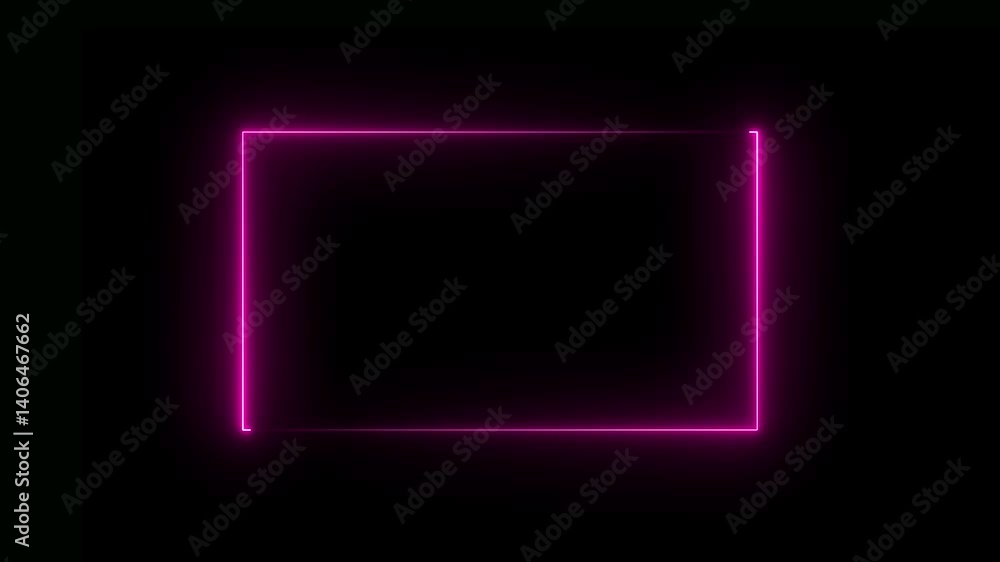 Poster animation of glowing neon rectangles abstract background. abstract glowing blue neon rectangle borde