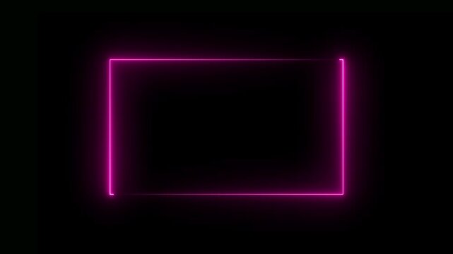 Animation of glowing neon rectangles abstract background. abstract glowing blue neon rectangle border frame. Abstract neon light rectangle frame and seamless loop pattern animation.