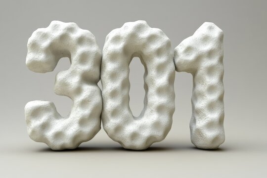 A textured number '301' sits against a neutral background with interesting lighting
