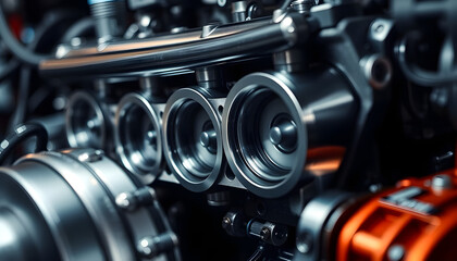 close up view of a motor engine