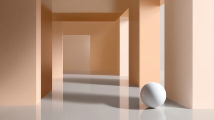 Muted peach-toned architectural interior design.