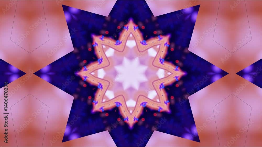 Poster abstract kaleidoscopic design featuring vibrant colors and symmetrical patterns, ideal for backgroun