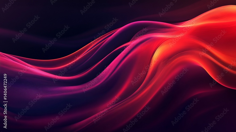 Aufkleber abstract waves of gradient color with dynamic flowing lines design