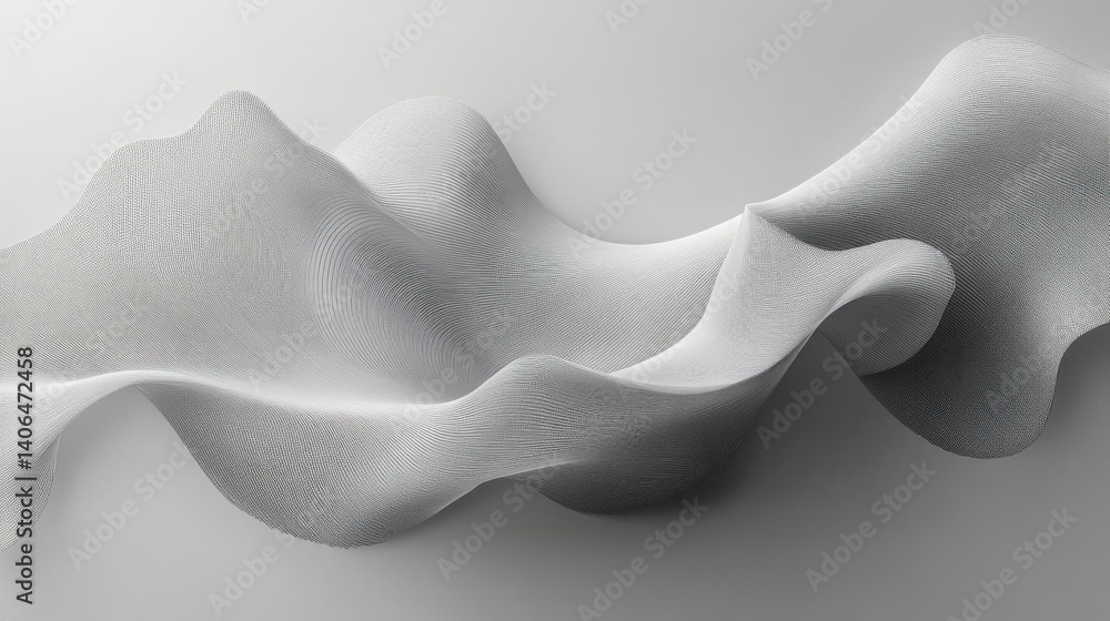 Aufkleber abstract design featuring flowing, textured waves in monochromatic shades, creating a sense of movem