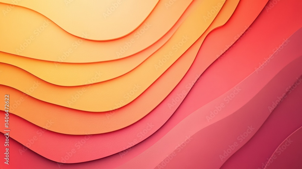Poster a smooth gradient design featuring layered waves of warm colors, transitioning from orange to soft r