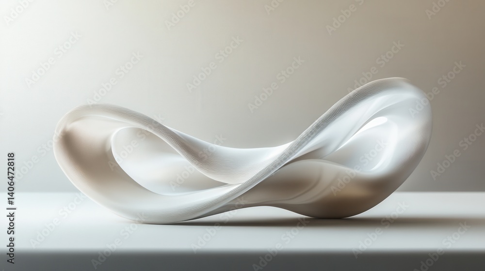 Aufkleber a contemporary, abstract sculpture features smooth curves and a dynamic form, showcasing a blend of 