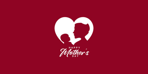 Happy Mother's Day logo flyer creative template background card design idea social media post illustration, A Celebration of Love, I Love My Mom, Mom and Baby in a Heart